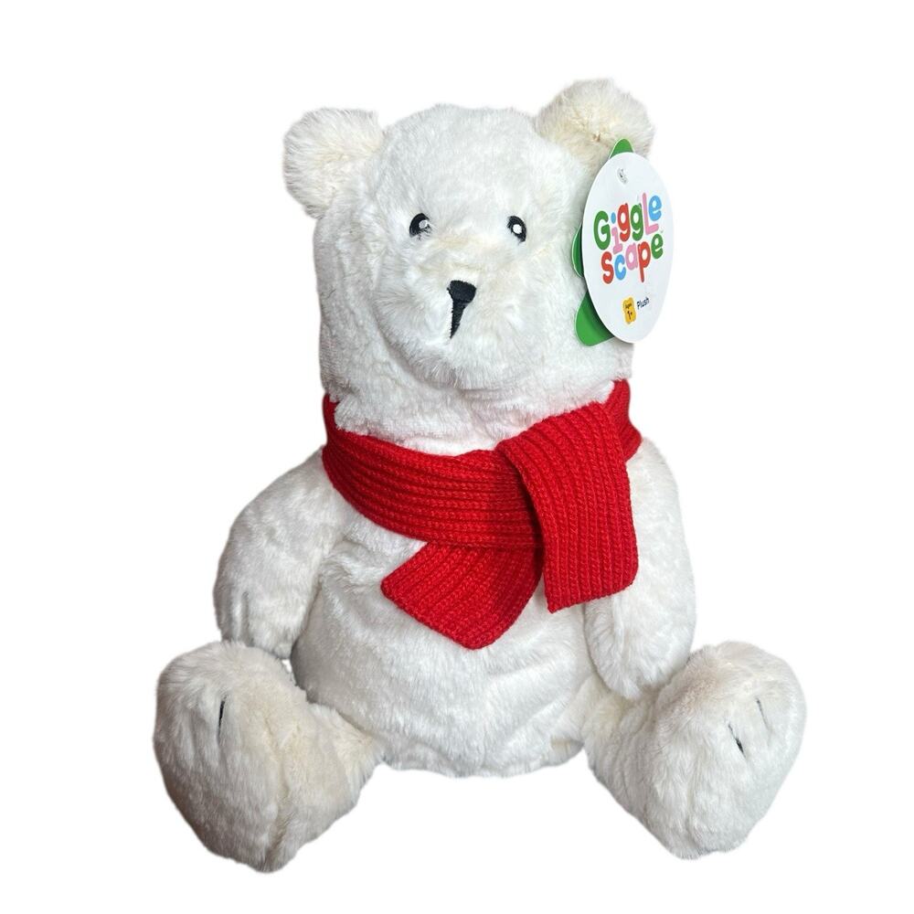 Gigglescape Polar Bear w/ Red Scarf 12” Stuffed Animal Plush Target Soft NEW
